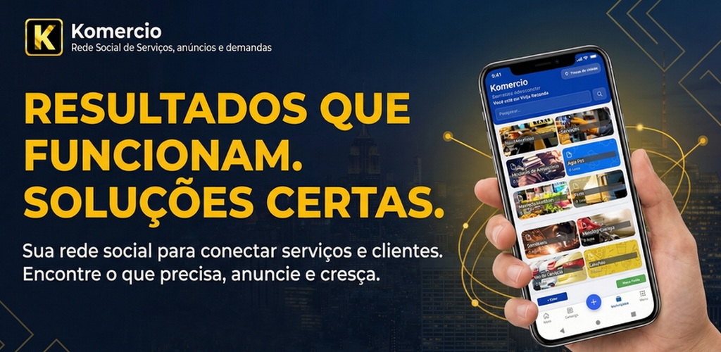 Banner do Komercio com exemplo do aplicativo